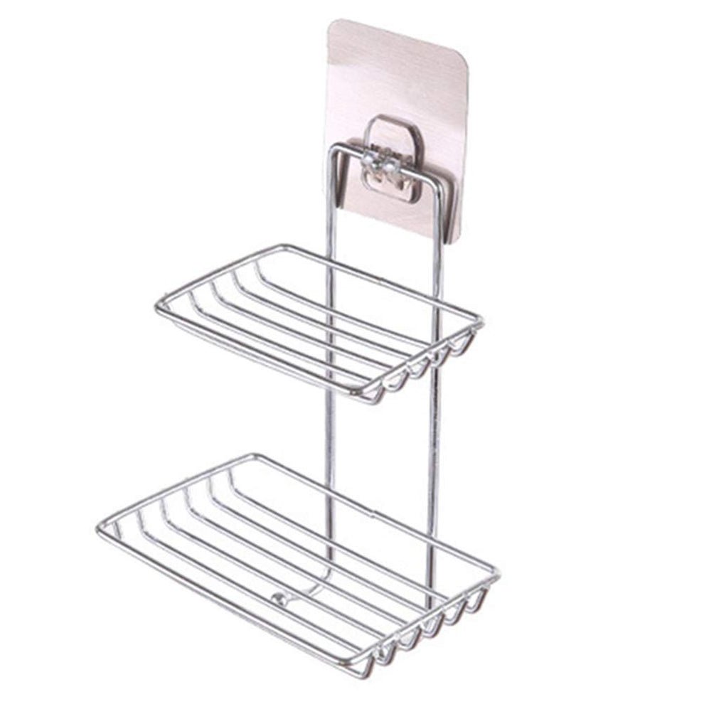 Double Layer Self-Adhesive Stainless Steel Soap Holder - Home Essentials Store Retail
