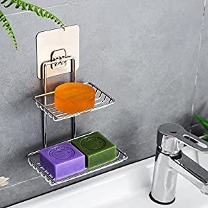 Double Layer Self-Adhesive Stainless Steel Soap Holder - Home Essentials Store Retail