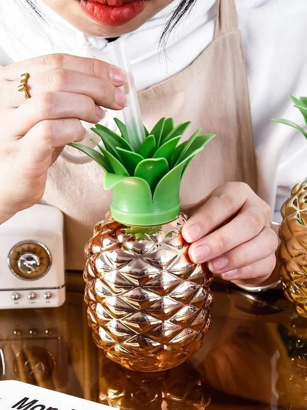 Pineapple Shape Water Bottle With Straw - Home Essentials Store Retail