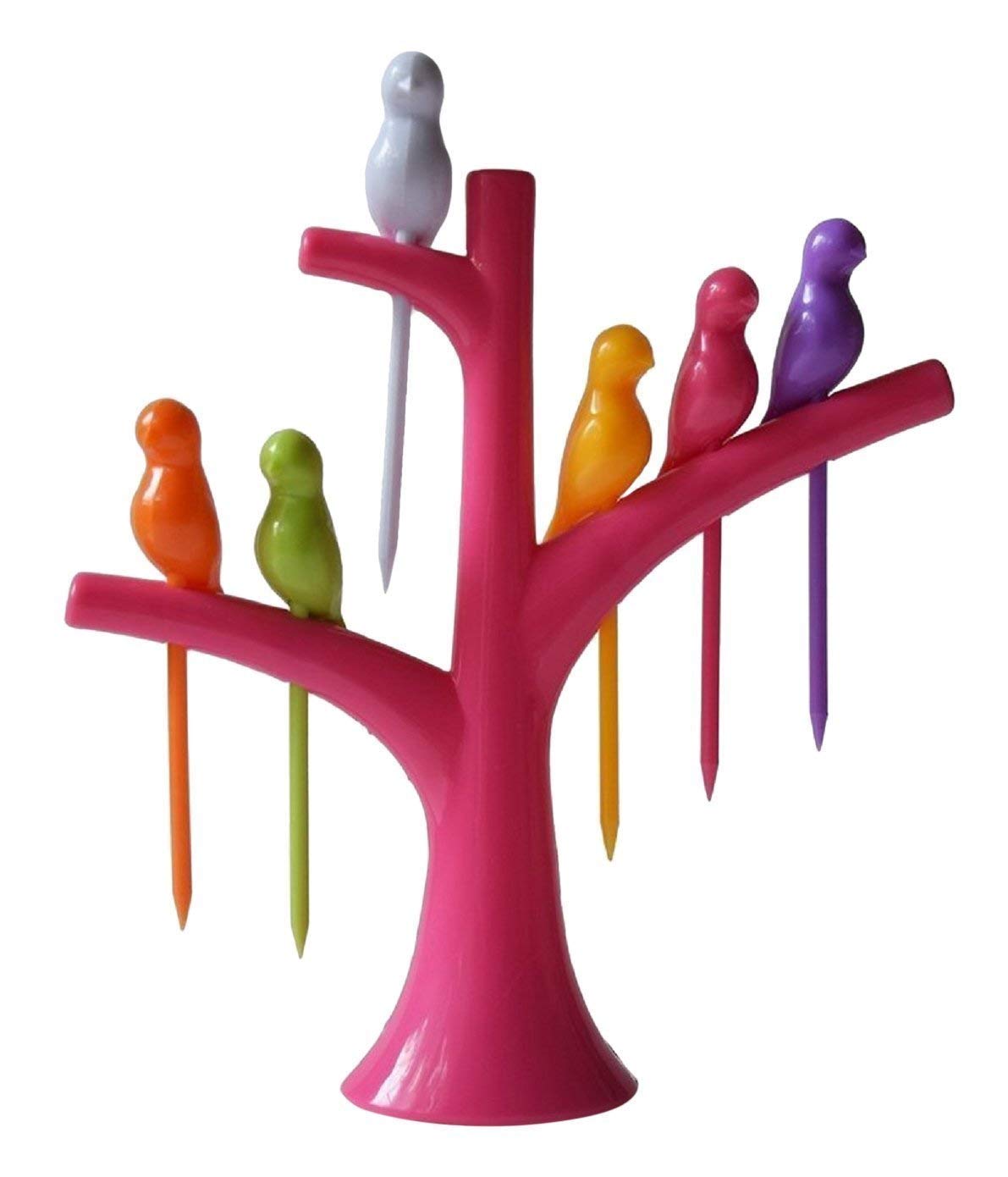 Plastic Bird Fork Set With Tree Shape Holder - Home Essentials Store