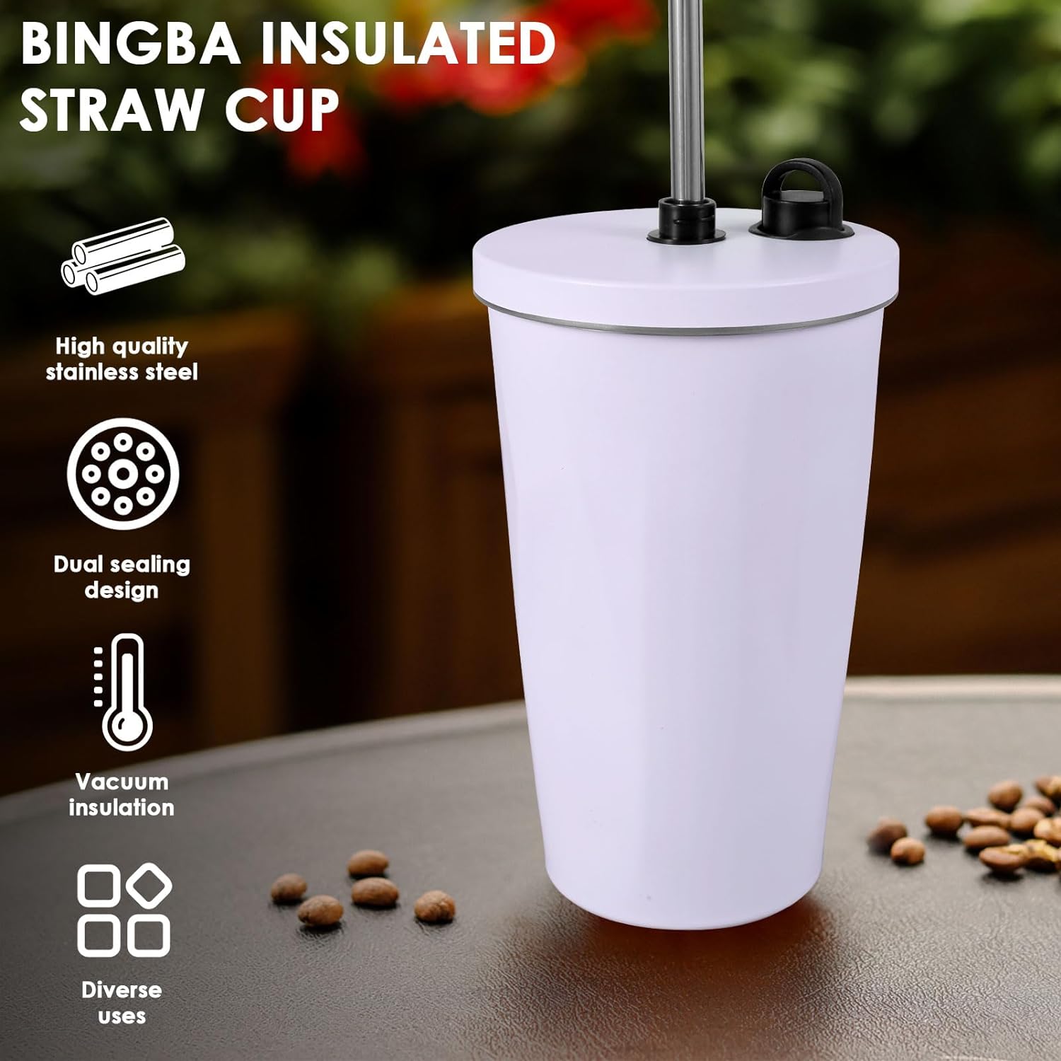 304 stainless steel Bingba cup large capacity water cup insulation cup with  straw simple ins coffee