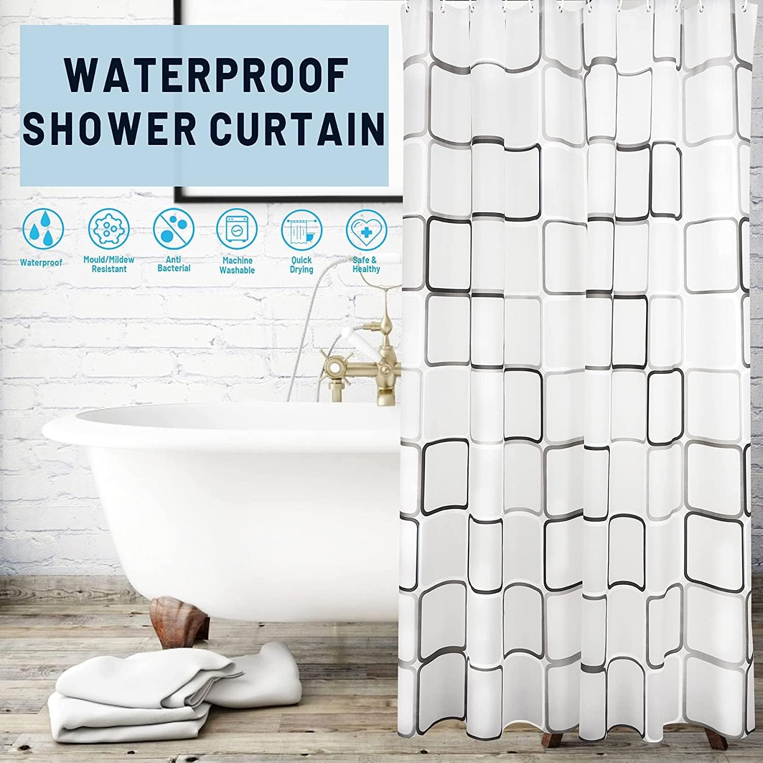 Waterproof Washable QuickDrying Shower Curtain