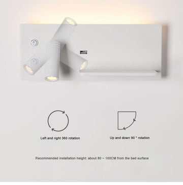 Modern Wall Lamp With USB/Wireless Charging