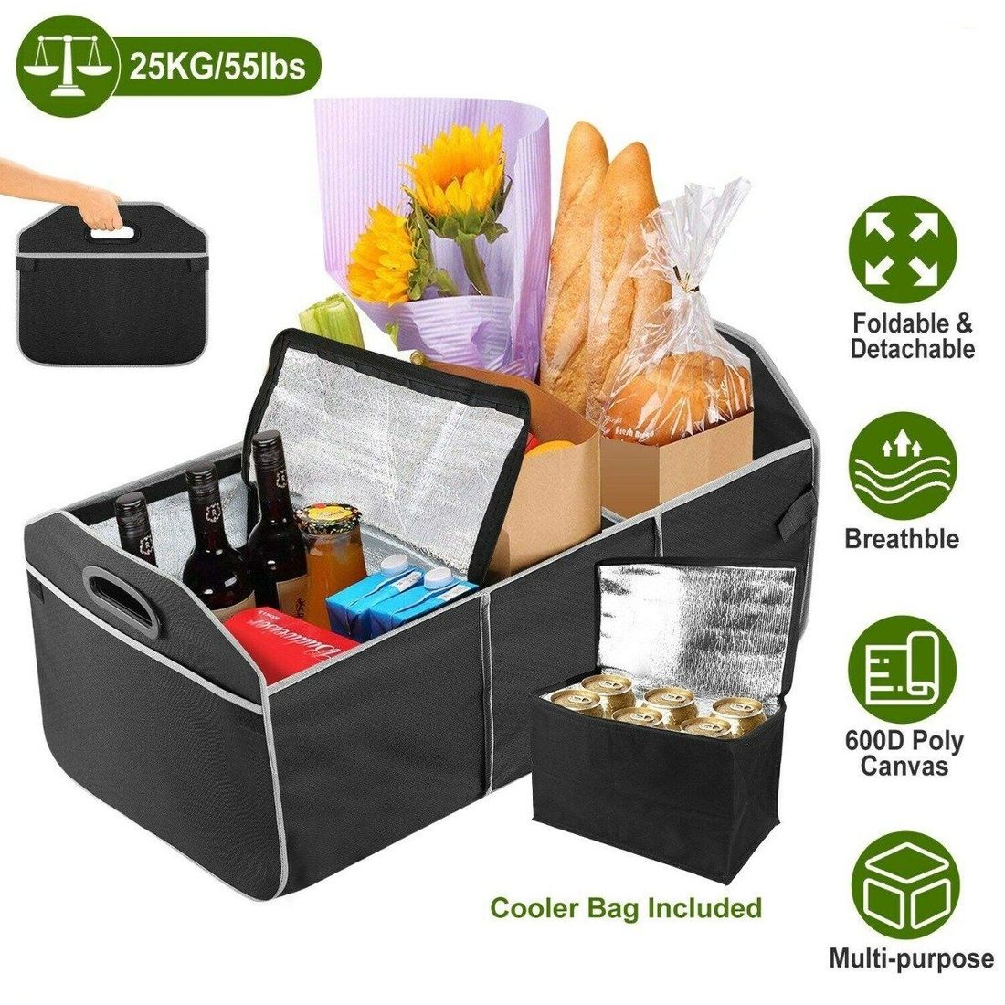2-in-1 Collapsible Trunk Organizer with Removable Cooler - Home Essentials Store Retail
