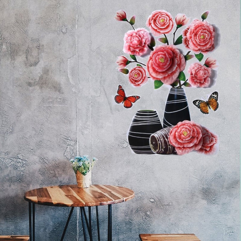 3D simulation vase decoration wall sticker - Home Essentials Store Retail
