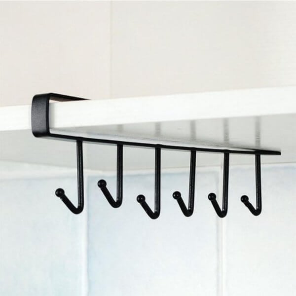 6-hook Punch-Free Cabinet Shelf Multiuse Hook Holder - Home Essentials Store Retail