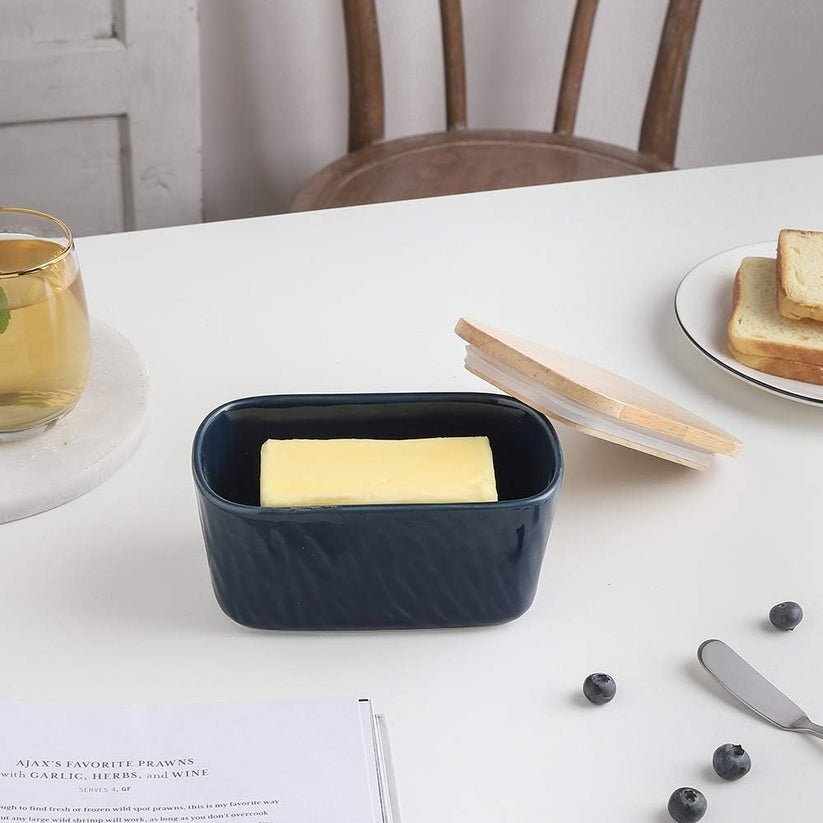 Butter Dish with Bamboo Lid And Knife - Home Essentials Store Retail