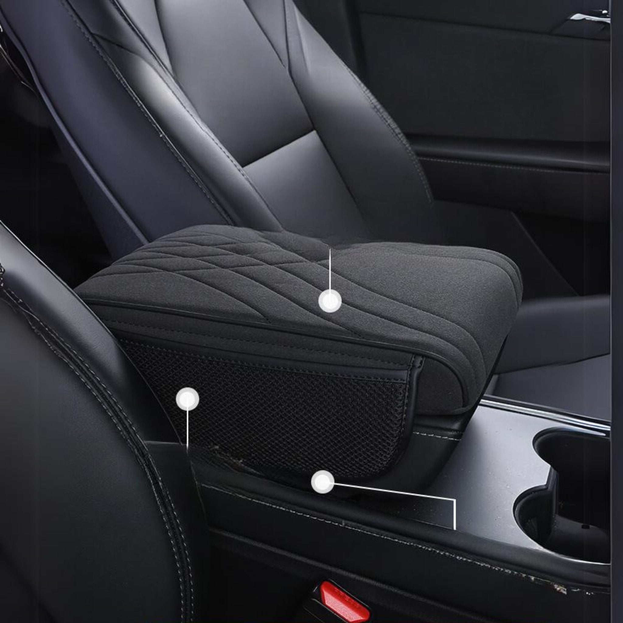 Car Armrest Cushion Pad With Transparent Pocket - Home Essentials Store