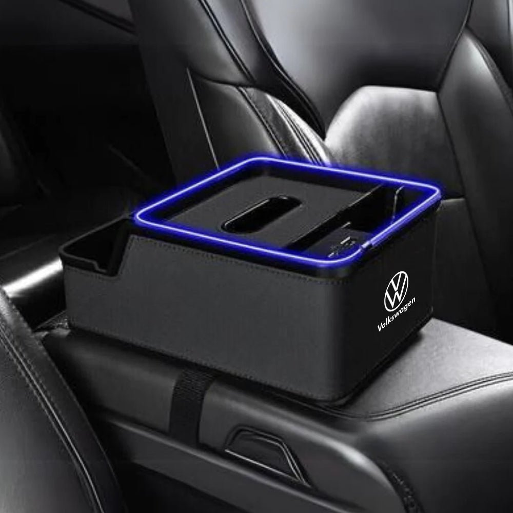 Car Logo LED Light Phone Charging Storage Box - Home Essentials Store