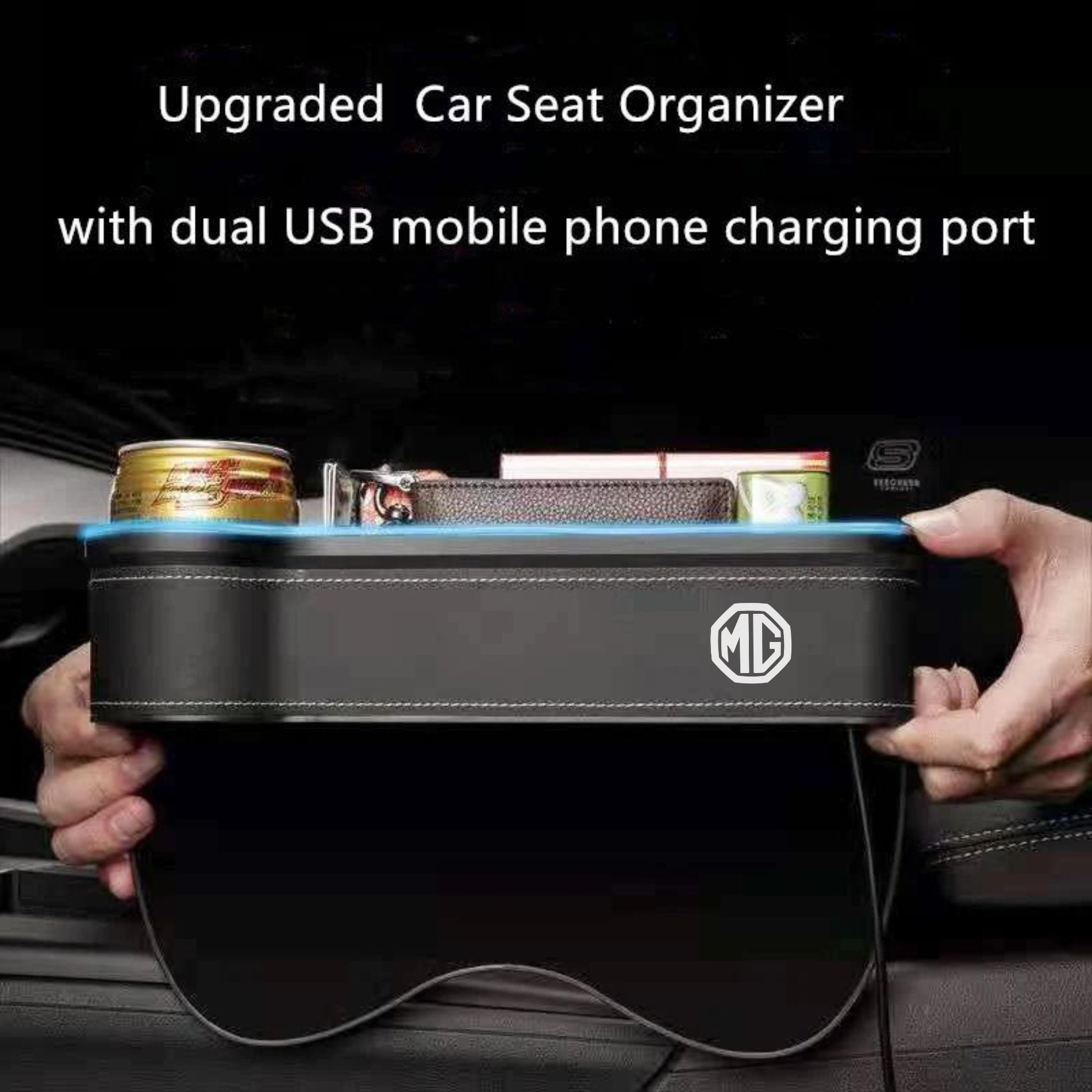 Car Storage Box With Led Light And Two USB Charging Point - Home Essentials Store Retail