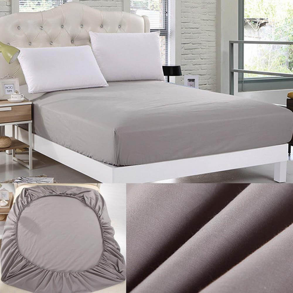 Cotton Elastic Fitted Double Bedsheet King Size with 2 Pillow Covers - (fits any beds & mattresses) - Home Essentials Store Retail