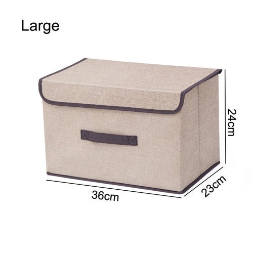 Fabric Foldable Storage Box With Lid - Home Essentials Store Retail