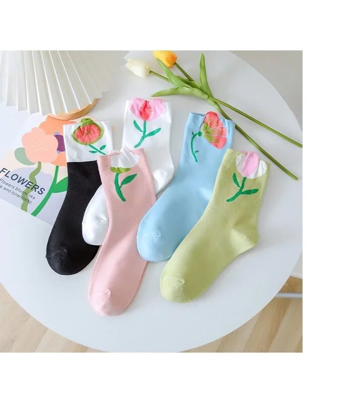 Flower Design Cotton Socks - Home Essentials Store Retail