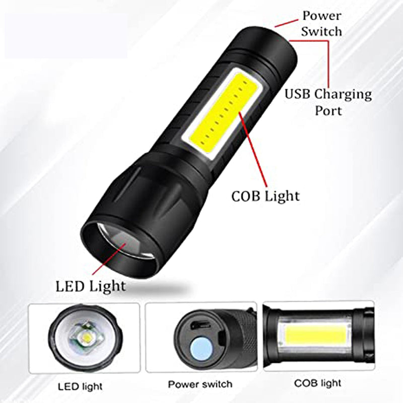 LED Emergency Flashlight with Safety Hammer, with Solar Power Bank USB Charging Strong Light - Home Essentials Store Retail