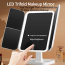 Lighted Makeup Mirror, Rechargeable Tri-fold Vanity Mirror, Travel Beauty Mirror with Adjustable Light and Magnification - Home Essentials Store Retail