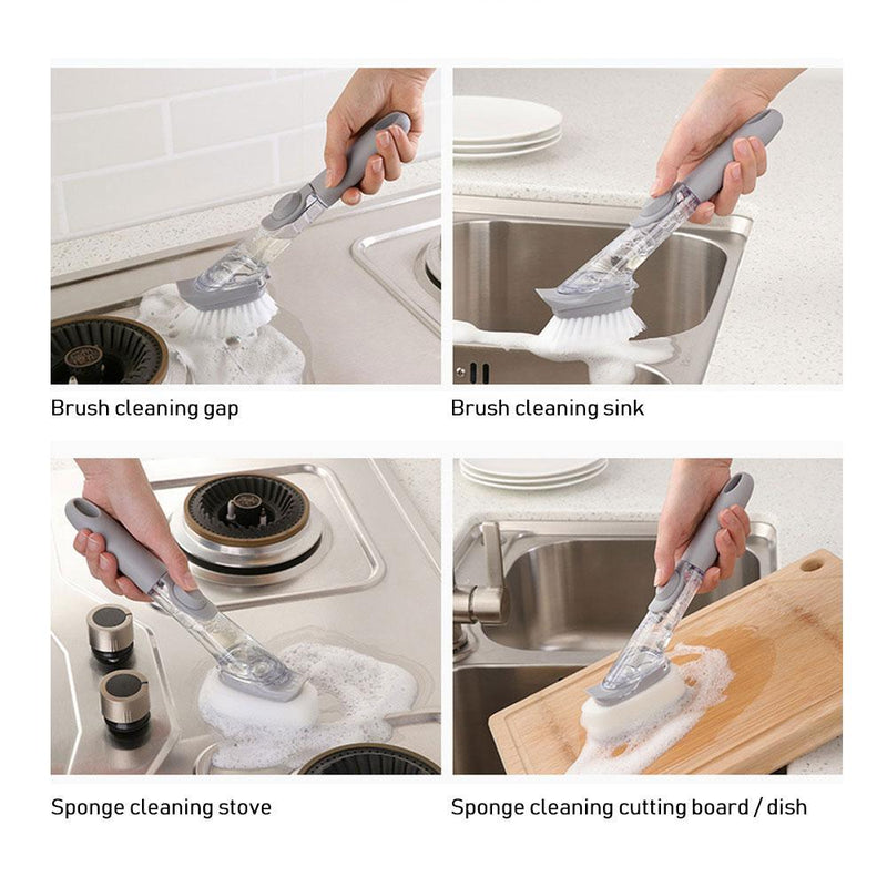 Liquid Dispenser Kitchen Cleaning With Brush & Scrubber - Home Essentials Store Retail