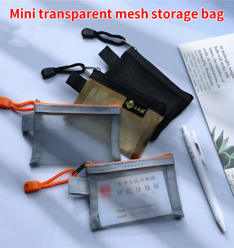 Mini Mesh Zip Card Coin Storage Bag - Home Essentials Store Retail