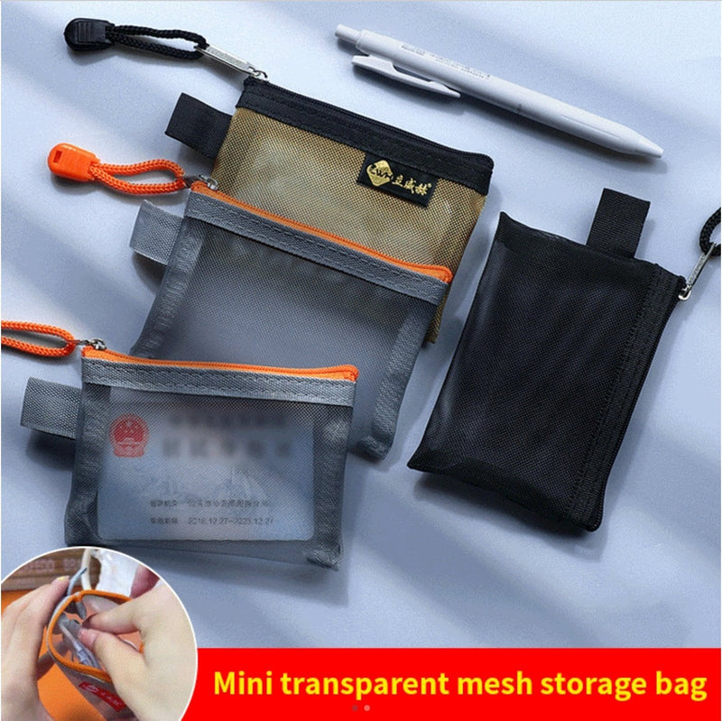 Portable Mini Mesh Card, Coin, Cosmetic Storage Bag - Free Shipping + Cod Available - Home Essentials Store Retail