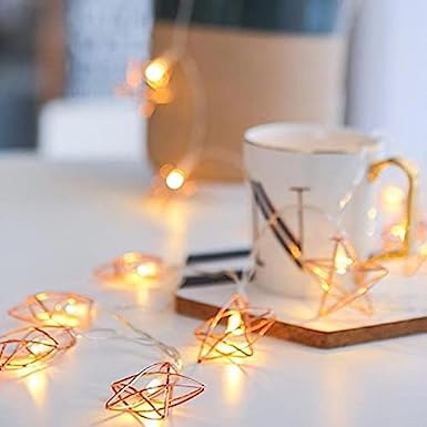 Rose Gold Metal Star String LED Lights - Home Essentials Store Retail