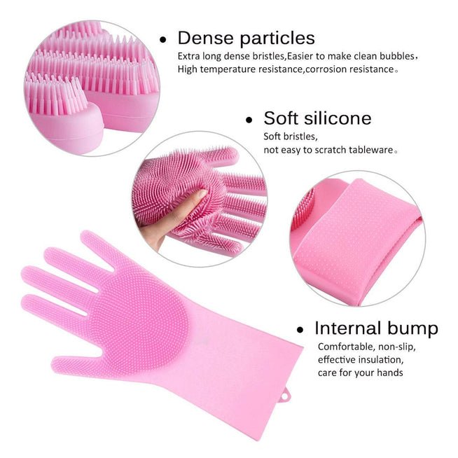 Silicone Scrubbing Hand Gloves for Dish Washing - Home Essentials Store Retail
