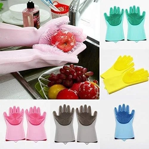 Silicone Scrubbing Hand Gloves for Dish Washing - Home Essentials Store