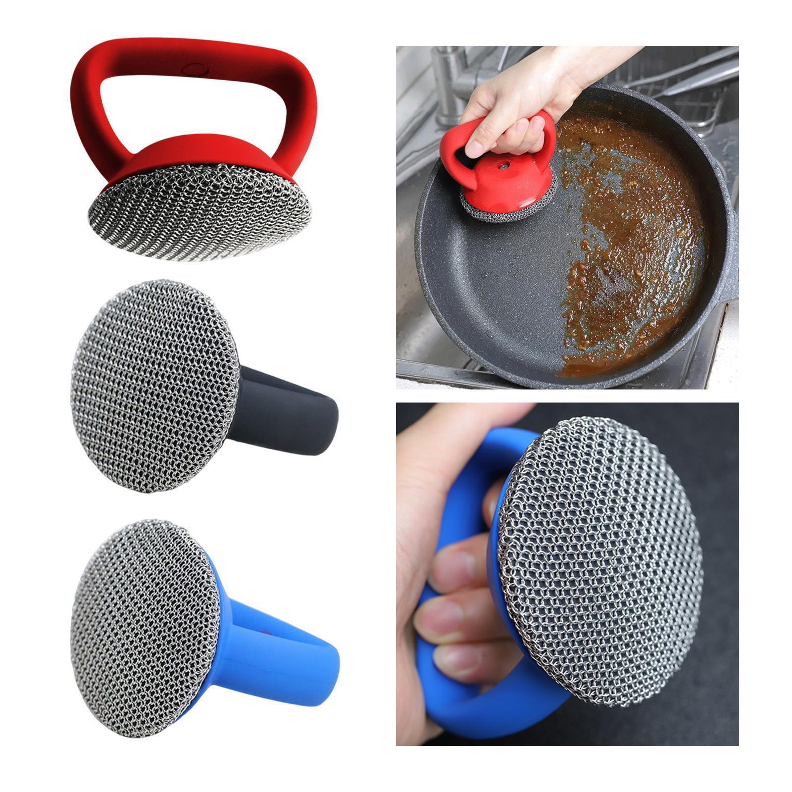 Stainless Steel Dish Scrubber With Handle - Home Essentials Store