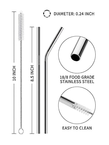 Stainless Steel Straw with Cleaning Brush - Home Essentials Store Retail