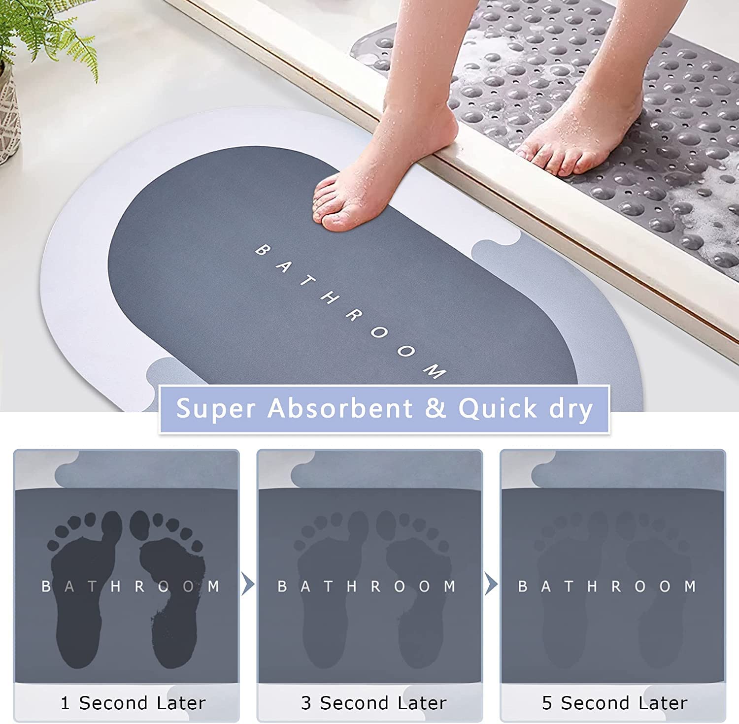 Water Absorbing Mat for Bathroom - Home Essentials Store Retail