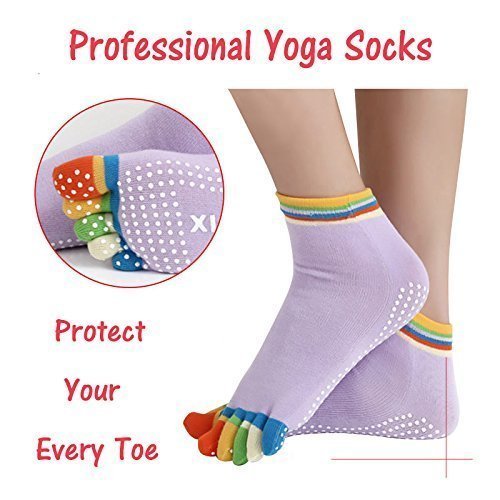Women's Cotton Multicolor Five Finger Toe Yoga Ankle Socks - Home Essentials Store Retail